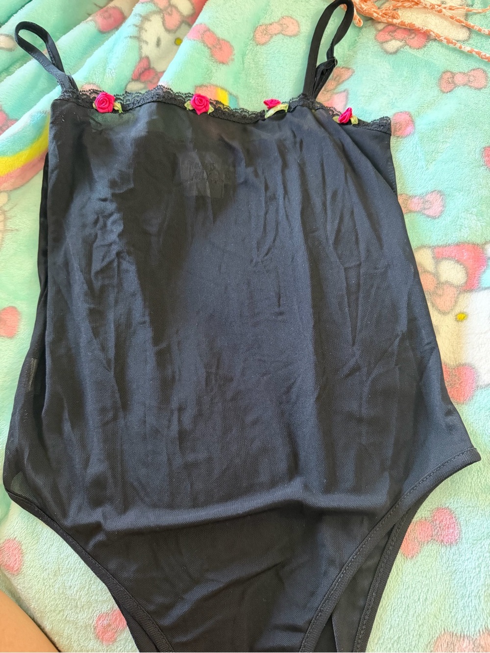 Princess Polly Black Lace-Trim Satin-Look Bodysuit